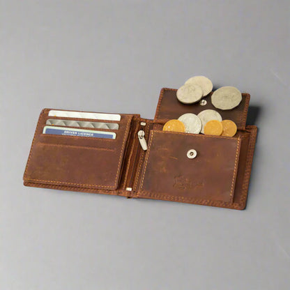 Greenwood Leather Men's Wallet. RFID-Blocking Oil Pull-Up Leather