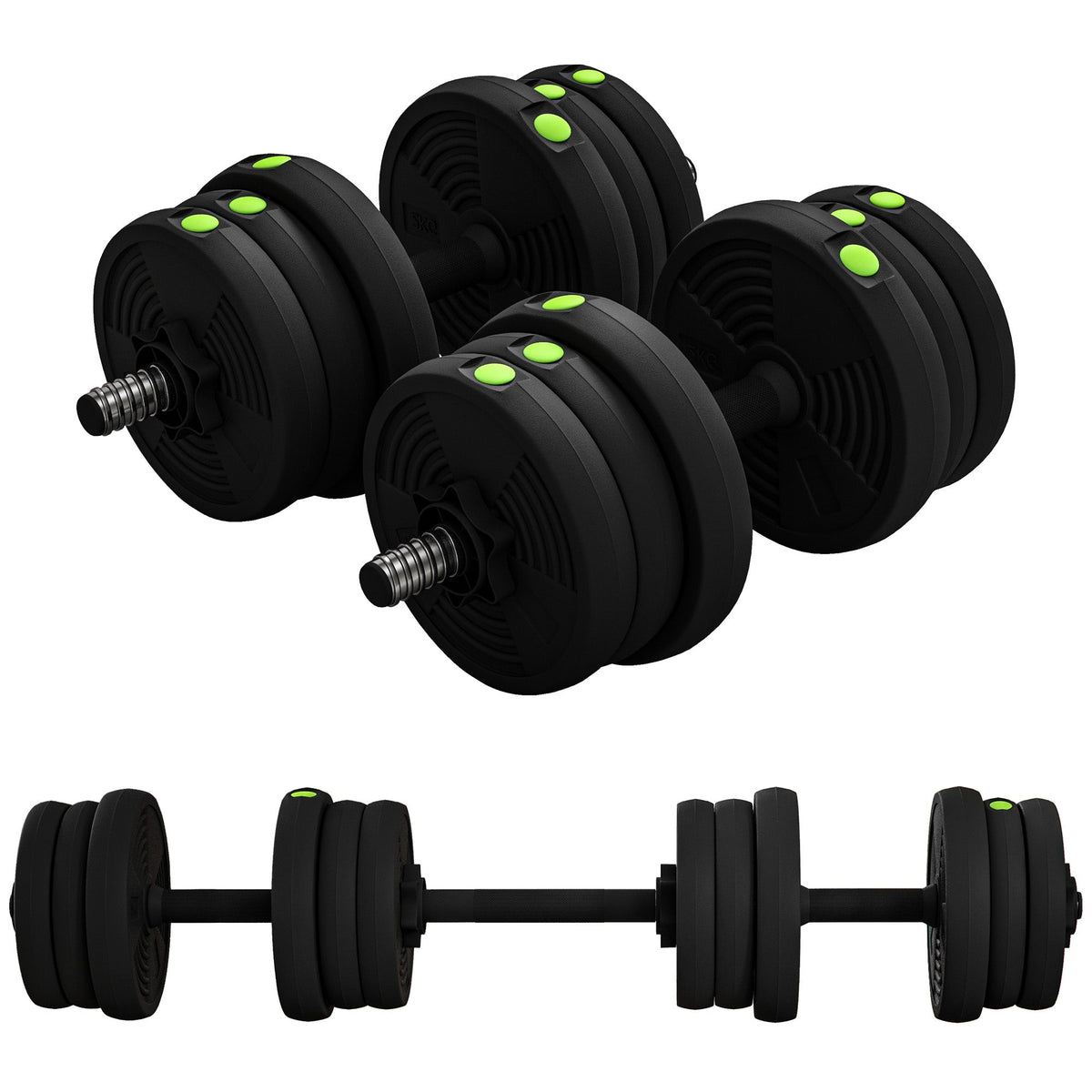 33LBS 2-in-1 Adjustable Barbell & Dumbbells Set, Weights Set with Non-slip Handles for Men and Women Home Gym Training