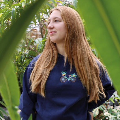 Crewneck Floral Bike brodé
