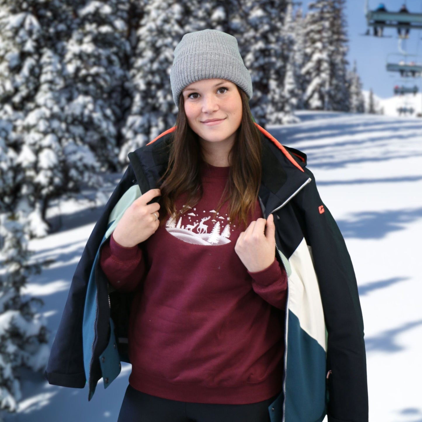 Crewneck Paysage d'hiver brodé