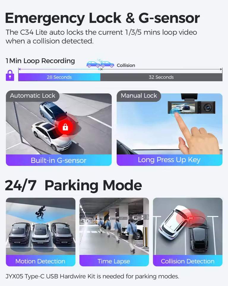 Lingdu C34 4K 3 channel Dash cam builtin wifi GPS - Royal Eagles Promise of Peace