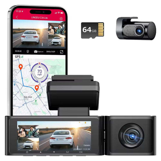 Lingdu C34 4K 3 channel Dash cam builtin wifi GPS - Royal Eagles Promise of Peace
