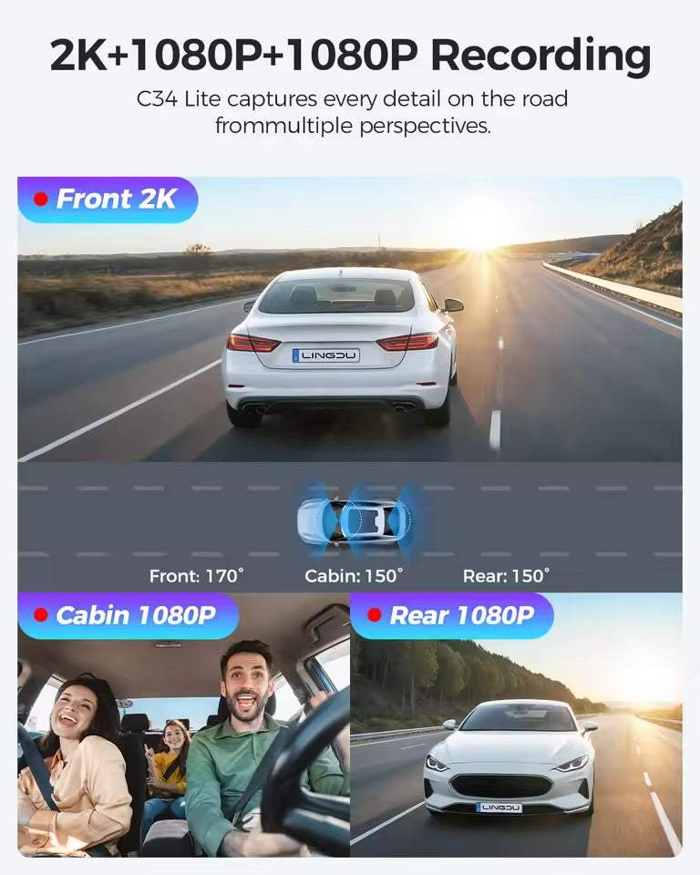 Lingdu C34 4K 3 channel Dash cam builtin wifi GPS - Royal Eagles Promise of Peace