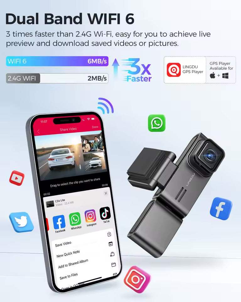 Lingdu C34 4K 3 channel Dash cam builtin wifi GPS - Royal Eagles Promise of Peace