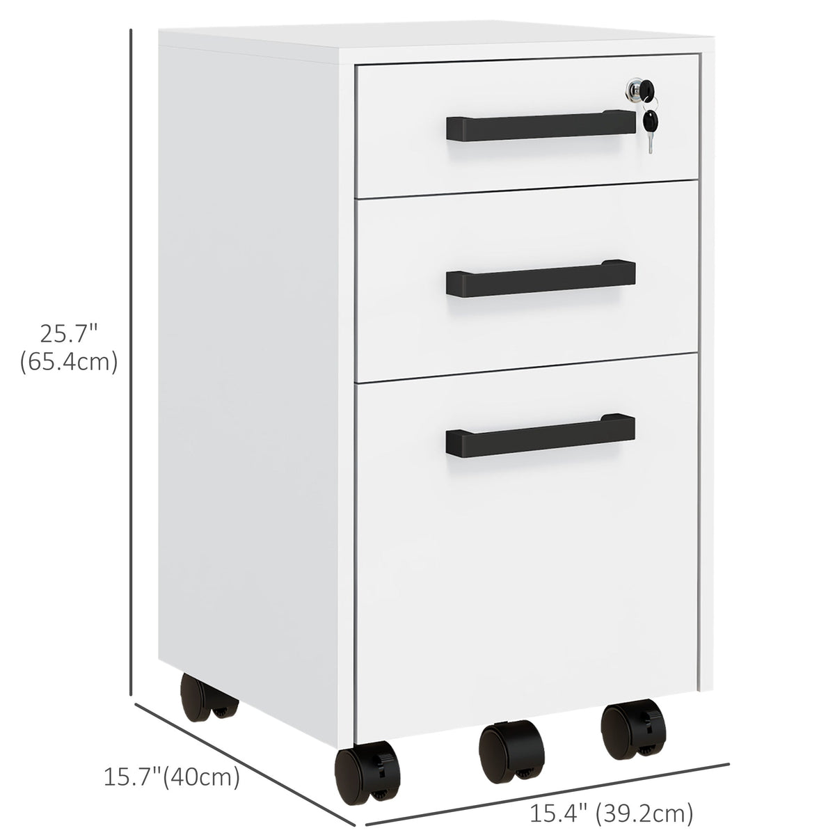 Lockable Vertical File Cabinet with Lock, 3 Drawer Filing Cabinet with Hanging Bars for Letter and A4 Size, Black