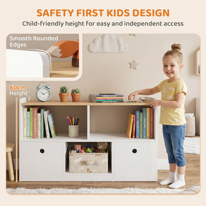Toy Storage Organizer, Toy Organizers and Storage with 2 Movable Drawers and 3 Cubbies for Playroom, Nursery, White