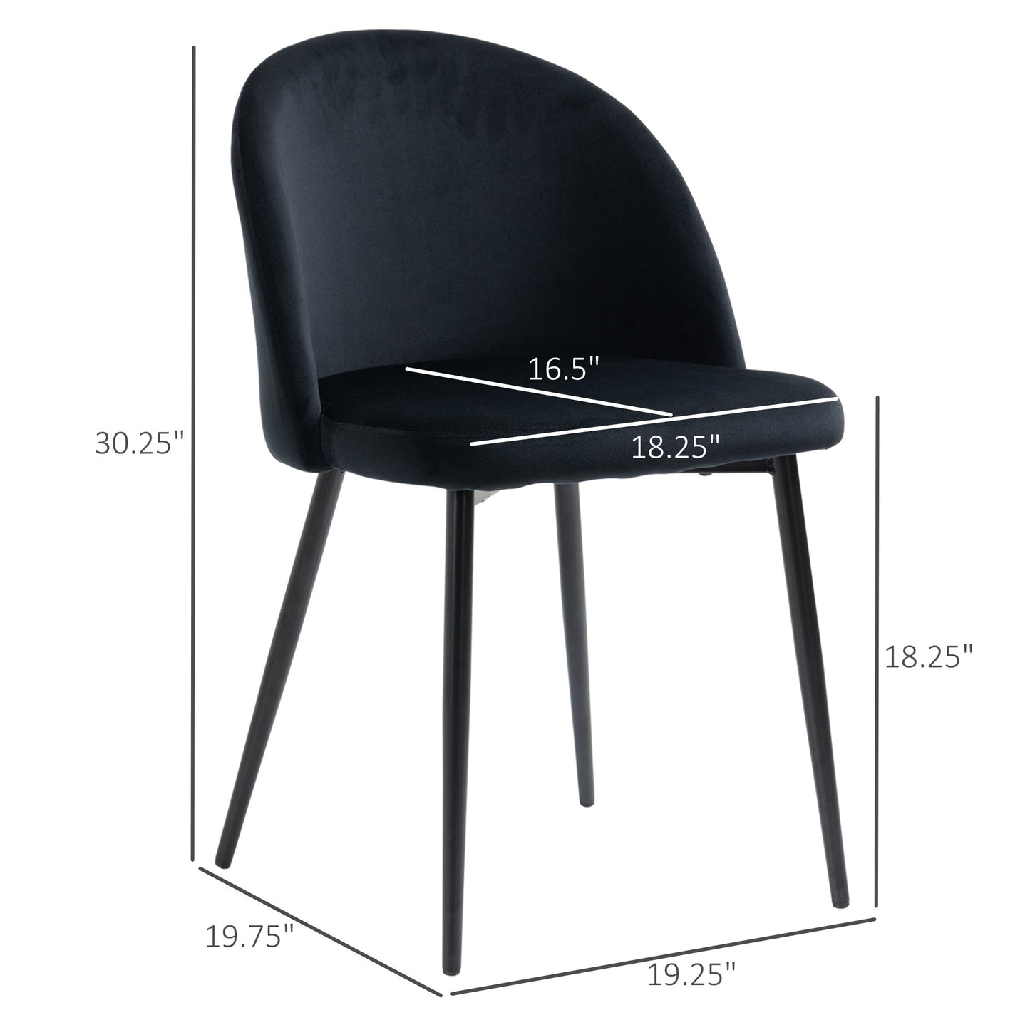 Dylan Set of 2 Mid-Back Dining Chairs-Black