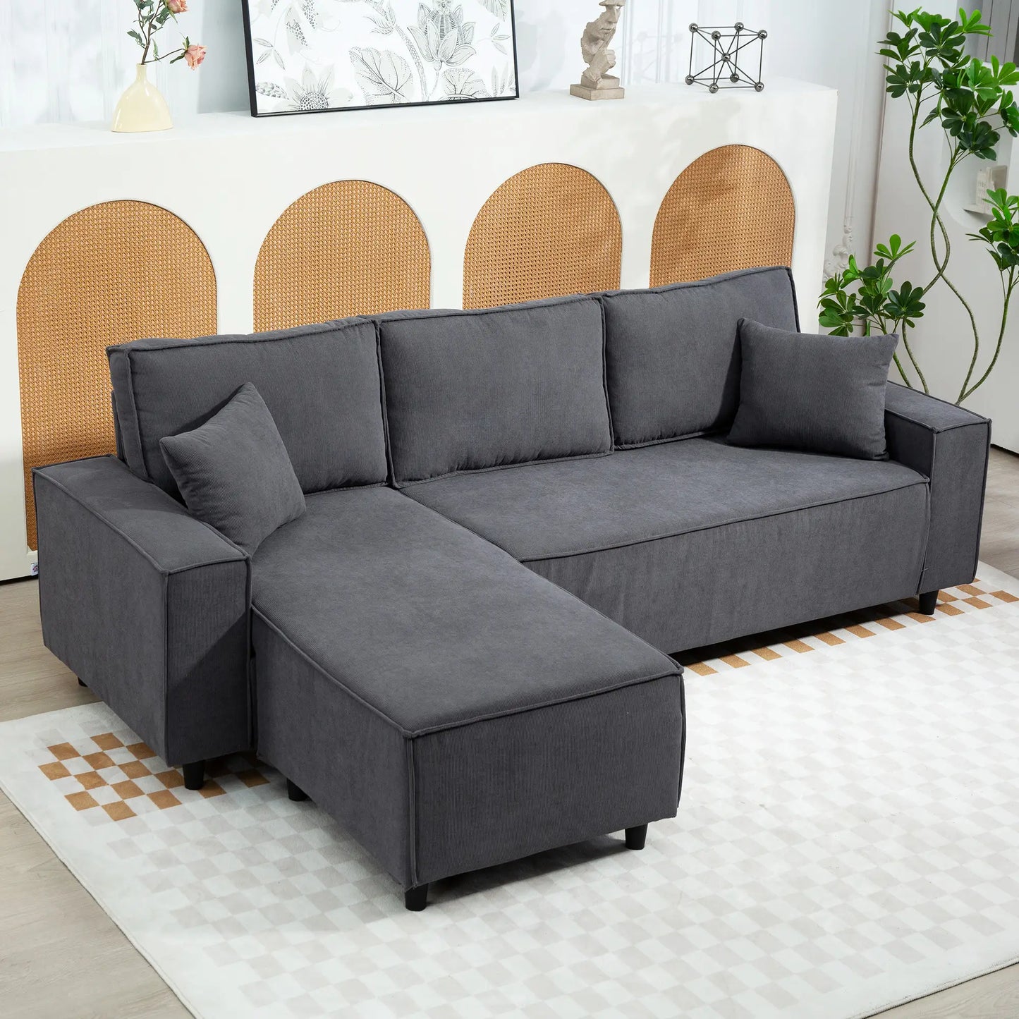 Ronny Reversible Sectional with Changeable Chaise-Cream White