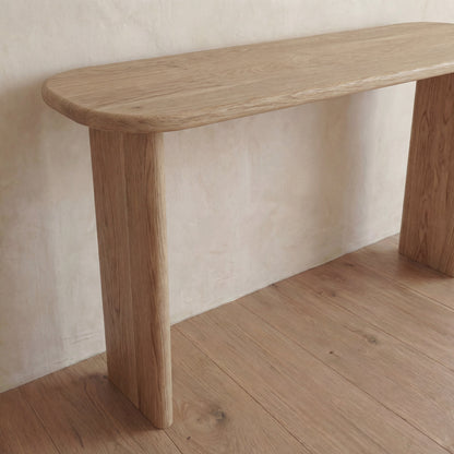 60 inch console table in white oak