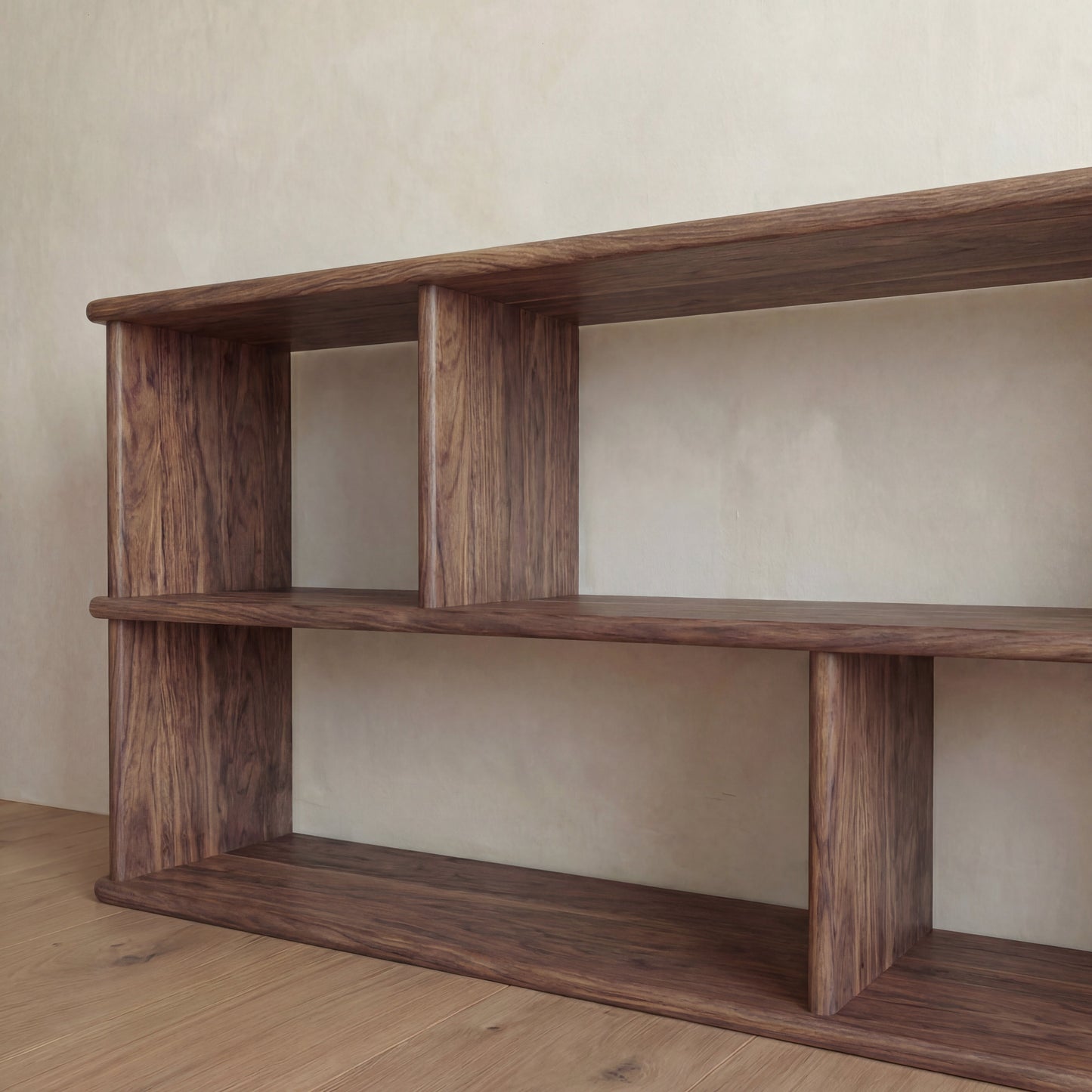 Horizontal bookshelf in walnut