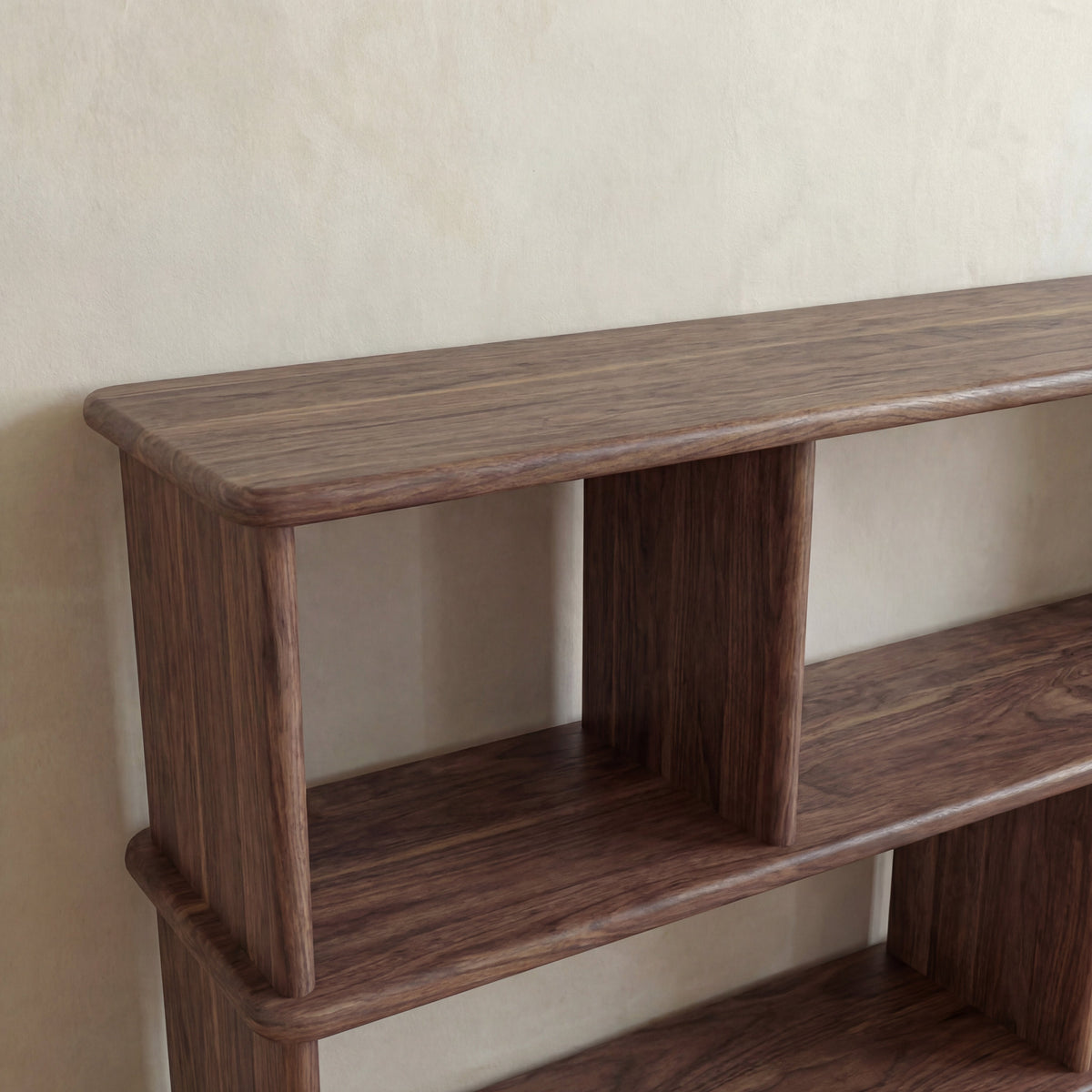Horizontal bookshelf in walnut