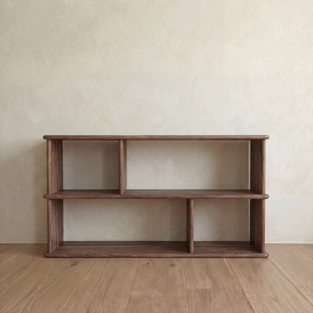 Horizontal bookshelf in walnut