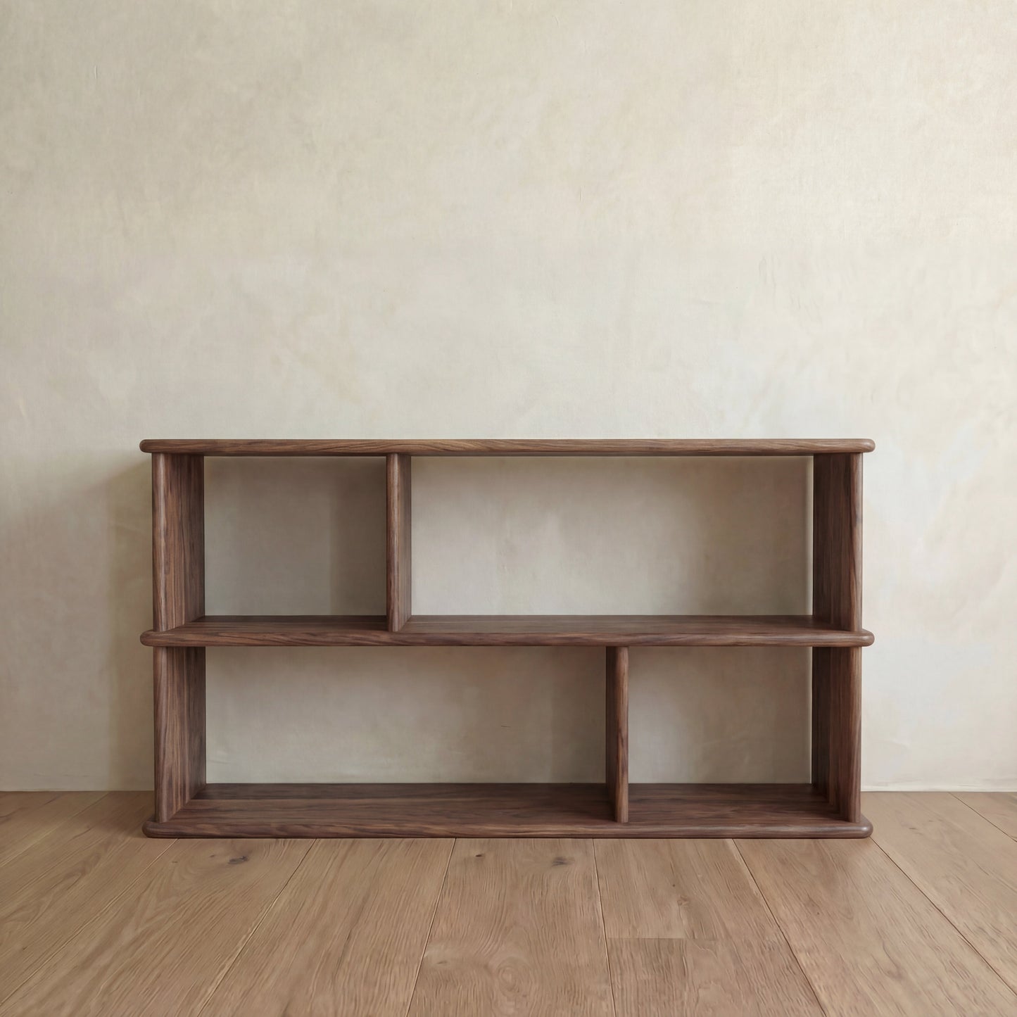 Horizontal bookshelf in walnut