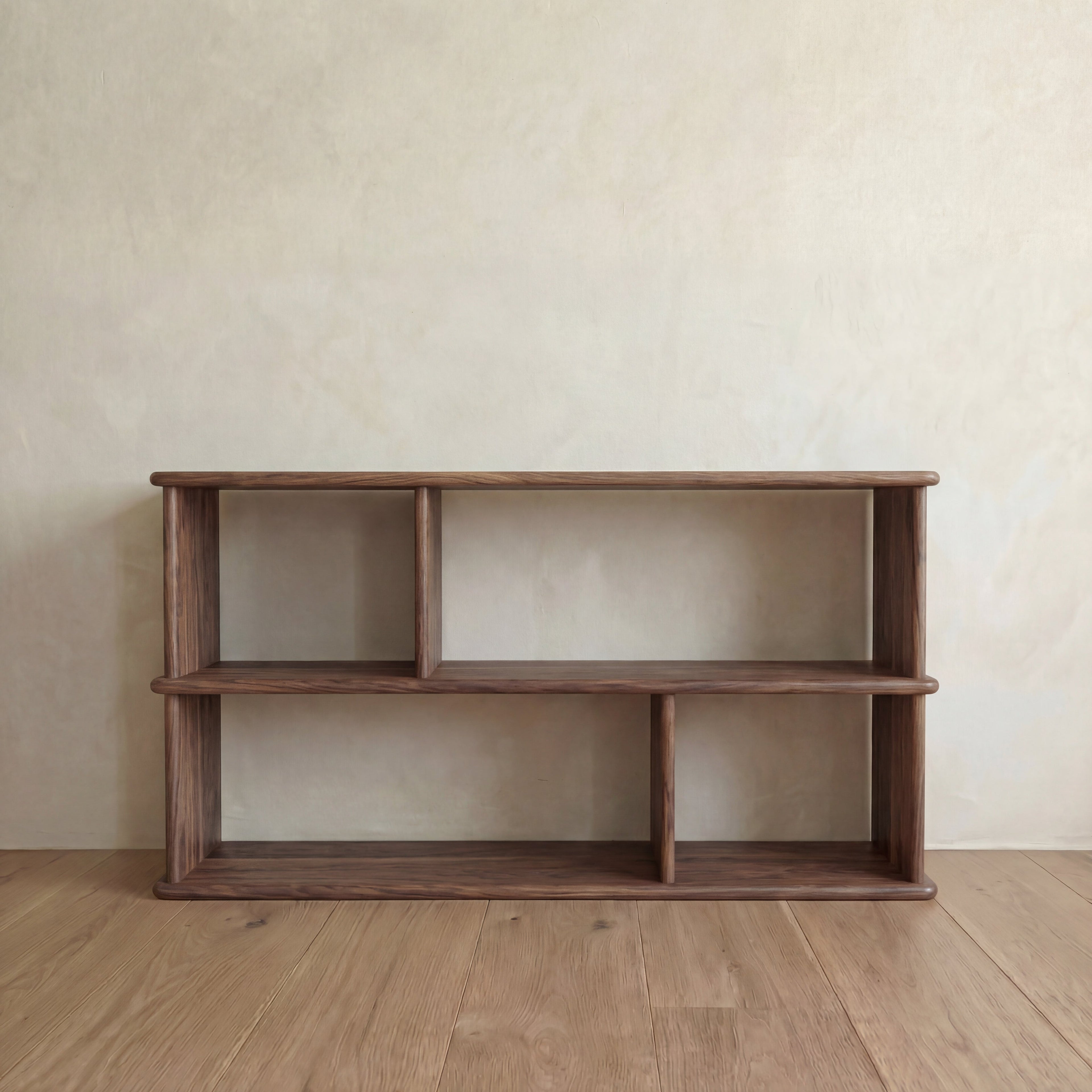 Horizontal bookshelf in walnut