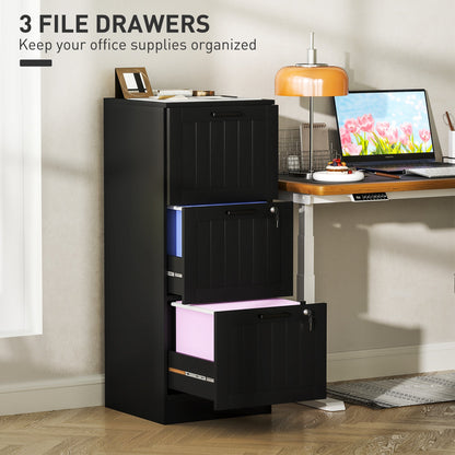 2 Drawer Filing Cabinet with Lock, Office Storage Cabinet with Adjustable Hanging Bars for A4 Letter Size Files, Black