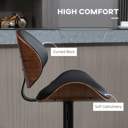 Alpine Modern Adjustable Counter/Bar Stools with Swivel Seat-Set of 2-Black