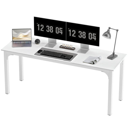 71" Computer Desk, Desktop Desk with Metal Legs, Distressed Black