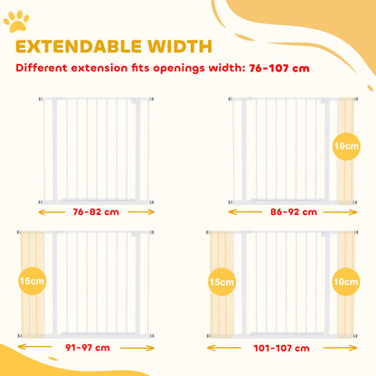 Pressure Fit Dog Gate Pet Barrier for stairs doorway, 29.9''- 42.1'' Width White