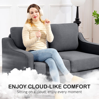 Loveseat Sofa, Modern Couch with Pocket Spring, Linen Upholstered, Thick Padded, Beige