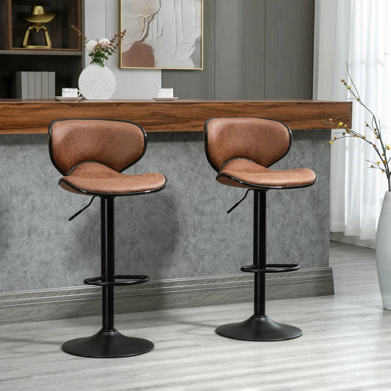 Anna Vintage Adjustable Counter/Bar Height Stools with Swivel Seat-Set of 2-Brown