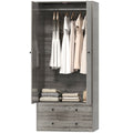 Briar Wardrobe Closet-Armoire with 2 Drawers and Hanging Rod-Grey