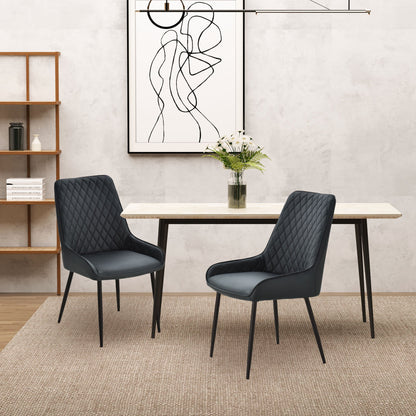 Blake Modern Dining Chairs with Diamond Tufting and Steel Legs Set of 2-Black