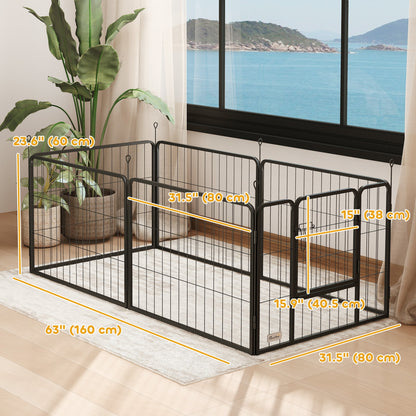 Heavy Duty Dog Playpen with Door for Small Dogs, 6 Panels, 23.5"H