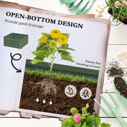 Galvanized Planter Box, Outdoor Raised Garden Bed with 3-Tier Trellis Tomato Cage for Climbing Vines, Vegetables, Brown