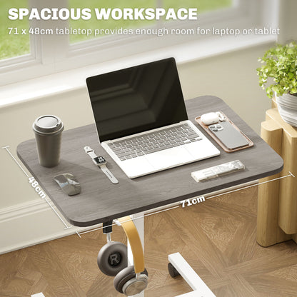 Eden Height Adjustable Standing Desk with Wheels and Headphone Hook-Grey