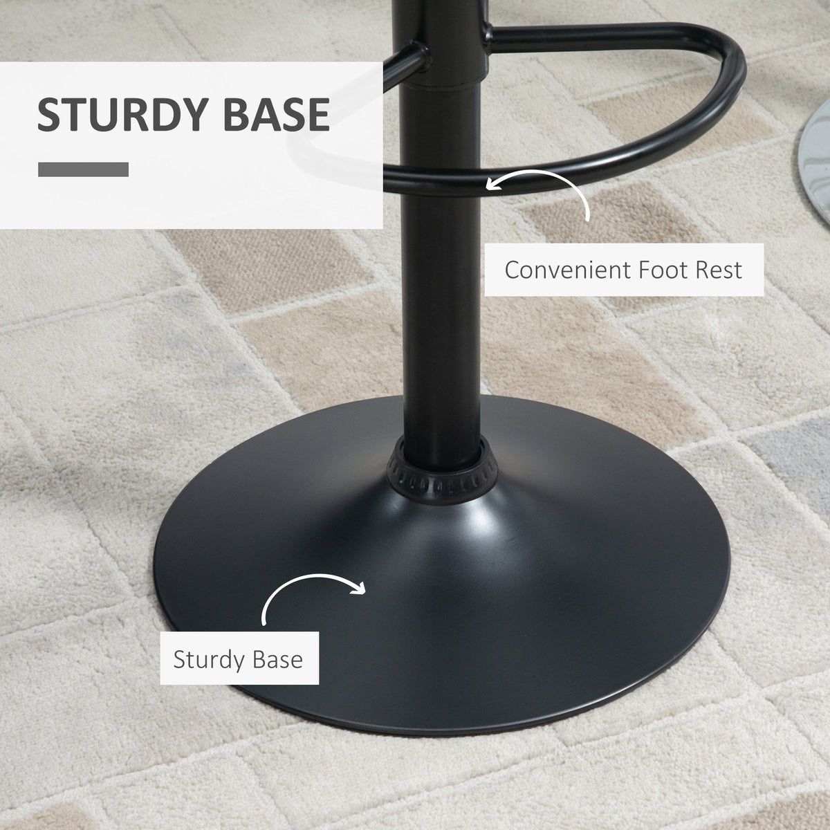 Avion Counter/Barstools with Adjustable Height and Swivel-Set of 2-Black