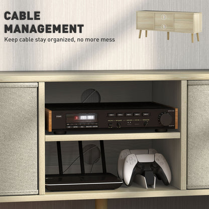 Modern TV Stand Cabinet with Foldable Drawers and Shelves for Living Room, Bedroom, White