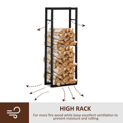 15.7" x 9.8" x 39.4" Firewood Rack Outdoor, Log Holder Fireplace Storage Rack with Handles and 220 lbs. Weight Capacity, Black