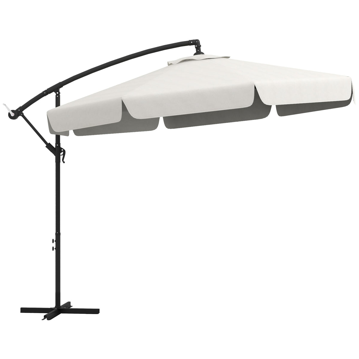 11 FT Cantilever Patio Umbrella Offset Parasol with Cross Base and 8 Ribs for Garden, Black