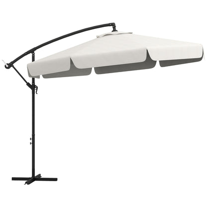 11 FT Cantilever Patio Umbrella Offset Parasol with Cross Base and 8 Ribs for Garden, Black
