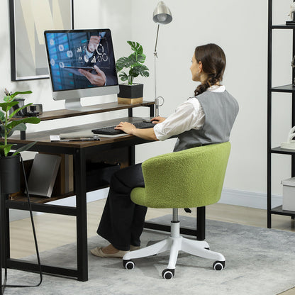 Armless Office Chair, Fluffy Computer Desk Chair with Adjustable Height, Swivel Wheels, Mid Back, Grey