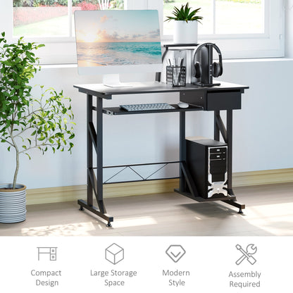 Indy Computer Desk with Keyboard Tray and Drawer-Black