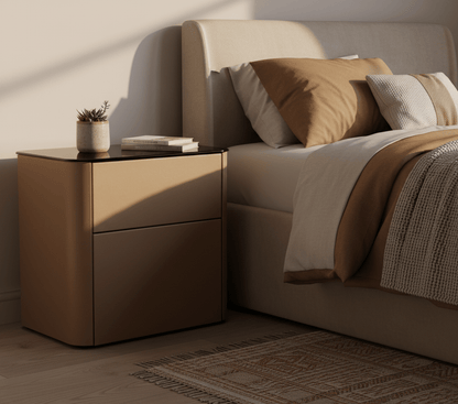 Malaga Two-Drawer Bronze Bedside Table