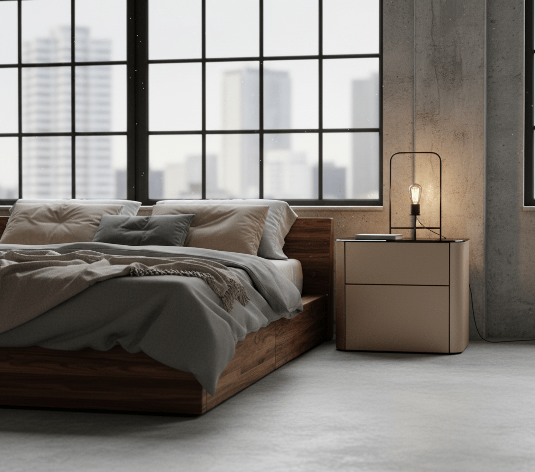 Malaga Two-Drawer Bronze Bedside Table