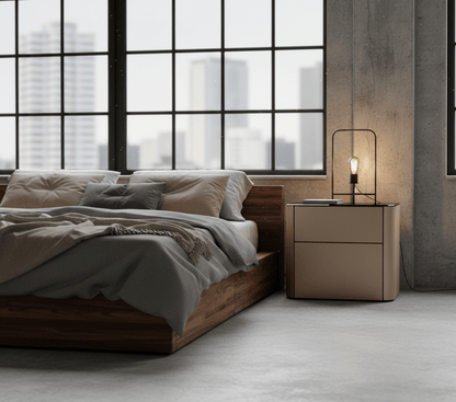 Malaga Two-Drawer Bronze Bedside Table