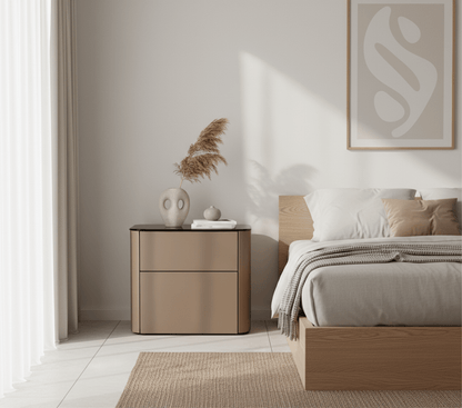Malaga Two-Drawer Bronze Bedside Table