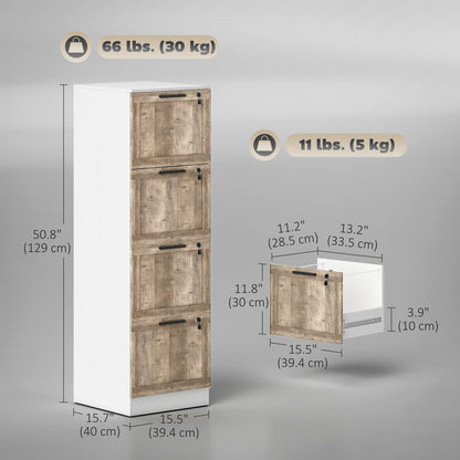 3 Drawer Filing Cabinet, Farmhouse File Cabinet with Lock, Adjustable Hanging Rails for A4 Letter Size Files, White