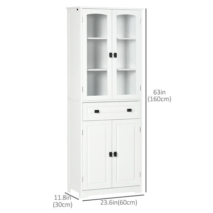 63" 4-Door Kitchen Pantry Cabinet, Freestanding Storage Cabinet Cupboard with Adjustable Shelves, Black