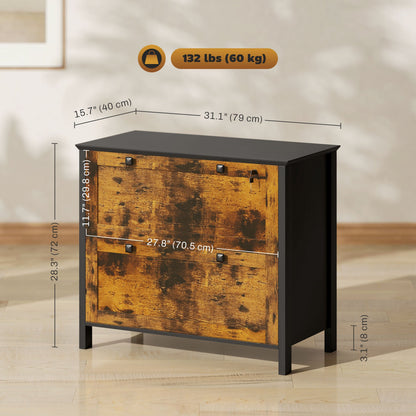 2 Drawer File Cabinet, Lockable Filing Cabinet with Adjustable Hanging Bar for Letter, A4 and Legal Size, Black