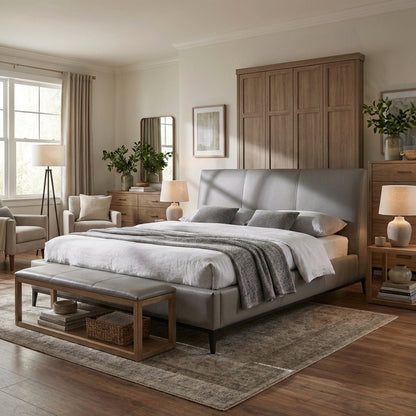 Melbourne Grey Leather King Bed