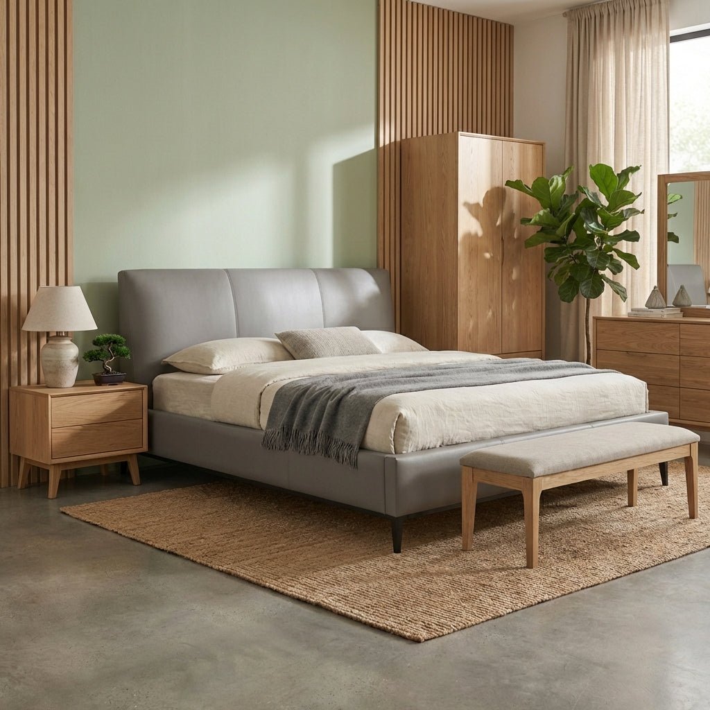 Melbourne Grey Leather King Bed
