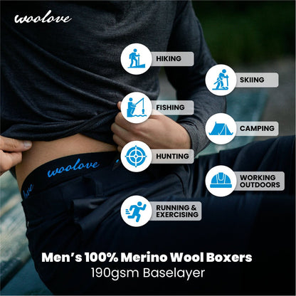 Men's 100% Merino Wool Boxer Brief Underwear