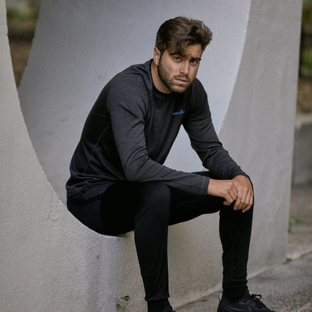 Men's 100% Merino Wool Long Sleeve Crew Neck Shirt 190 GSM