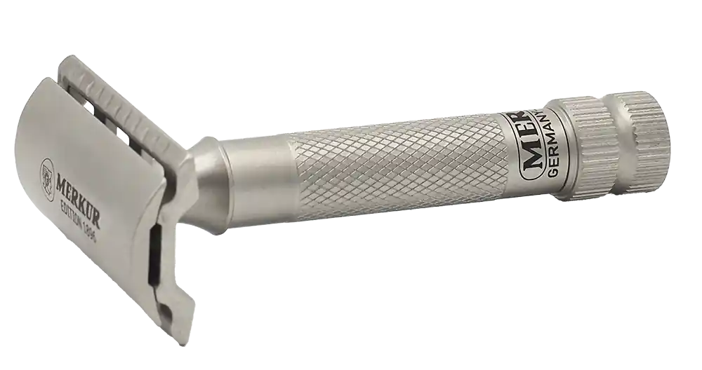 Merkur 34-INOX 3-Piece DE Safety Razor, Closed Comb, Standard Handle, Stainless Steel
