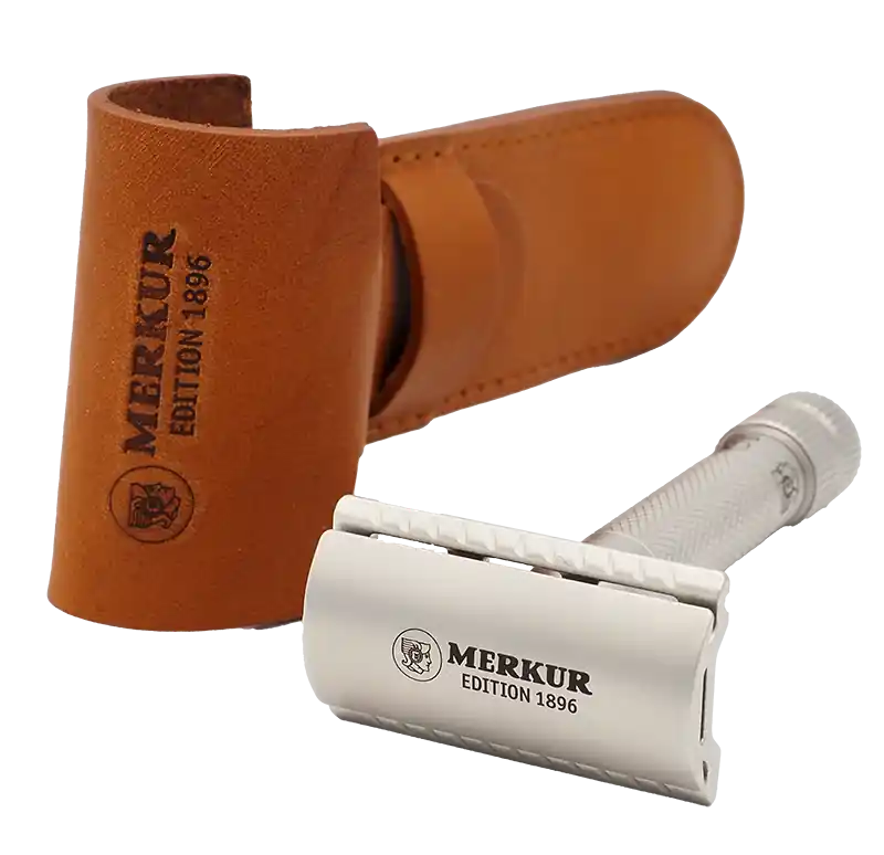 Merkur 34-INOX 3-Piece DE Safety Razor, Closed Comb, Standard Handle, Stainless Steel