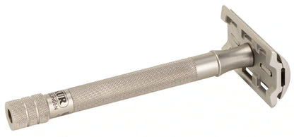 Merkur 23-INOX 3-Piece DE Safety Razor, Closed Comb, Extra Long Handle, Stainless Steel